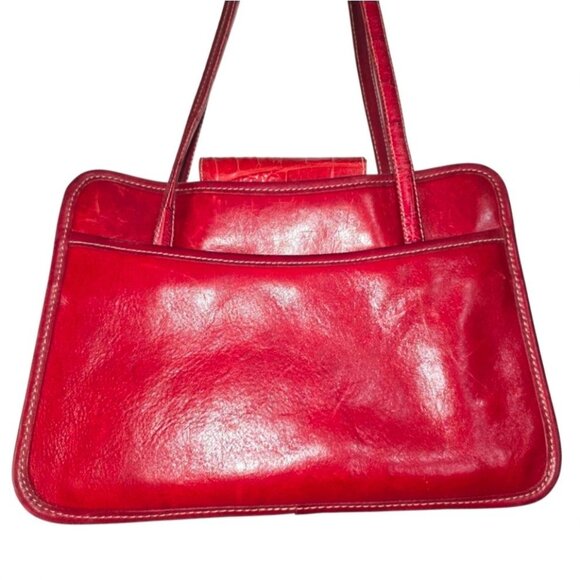 Vintage Y2K Brighton Red Croc Leather Silver Heart Charm Shoulder Bag - Picture 5 of 8